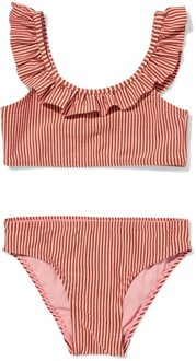 Hema Kinderbikini seersucker strepen donkerroze (donkerroze) - 122/128
