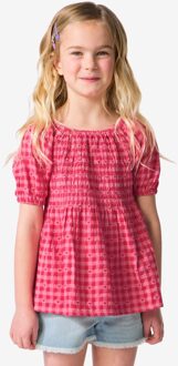 Hema Kinderblouse hartjes ruiten roze (roze) - 122/128