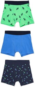 Hema Kinderboxers stretch katoen bladeren - 3 stuks blauw (blauw)