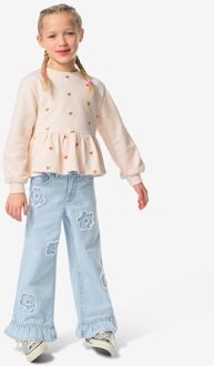 Hema Kinderbroek bloemen lichtblauw (lichtblauw) - 104