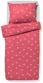 Hema Kinderdekbedovertrek 140x200cm flanel hartjes (rood)