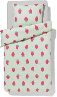 Hema Kinderdekbedovertrek 140x200cm zacht katoen aardbeien (multi)