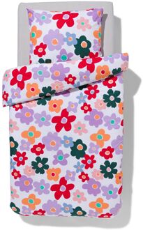 Hema Kinderdekbedovertrek 140x200cm zacht katoen bloemen (multi)