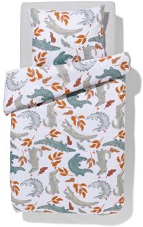Hema Kinderdekbedovertrek 140x200cm zacht katoen krokodillen (groen)