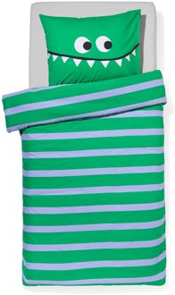 Hema Kinderdekbedovertrek 140x200cm zacht katoen monster groen (groen)