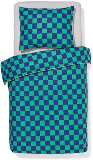 Hema Kinderdekbedovertrek 140x200cm zacht katoen ruiten (groen)