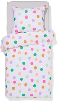 Hema Kinderdekbedovertrek 140x200cm zacht katoen stippen (multi)