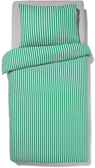 Hema Kinderdekbedovertrek 140x200cm zacht katoen strepen groen (groen)