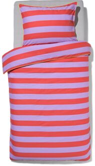 Hema Kinderdekbedovertrek 140x200cm zacht katoen strepen lila (lila)