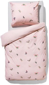 Hema Kinderdekbedovertrek 140x200cm zacht katoen vlinders (roze)