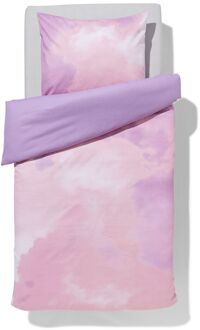 Hema Kinderdekbedovertrek 140x200cm zacht katoen wolken (lila)