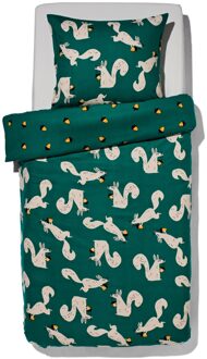 Hema Kinderdekbedovertrek flanel 140x200 eekhoorn groen (groen)