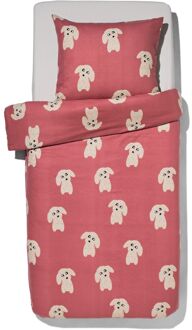 Hema Kinderdekbedovertrek flanel 140x200 hond rood (rood)
