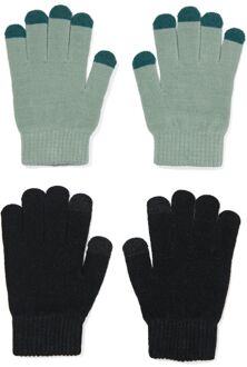 Hema Kinderhandschoenen met touchscreen - 2 paar zwart (zwart) - 146/164