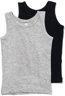 Hema Kinderhemden - 2 stuks grijsmelange (grijsmelange) - 158/164