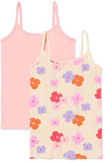 Hema Kinderhemden rib bloemen - 2 stuks lichtroze (lichtroze) - 98/104