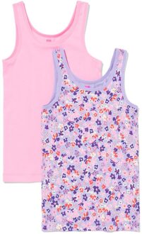 Hema Kinderhemden stretch katoen bloemen - 2 stuks roze (roze) - 146/152