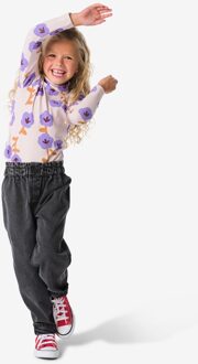 Hema Kinderjeans omkeerkeerbaar effen en print zwart (zwart) - 134/140