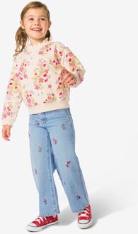 Hema Kinderjeans wijd bloemen lichtblauw (lichtblauw) - 140