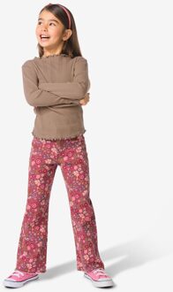 Hema Kinderjeans wijd bloemen lichtbruin (lichtbruin) - 104
