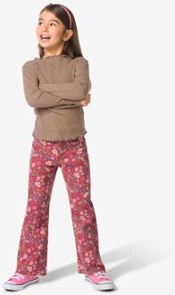 Hema Kinderjeans wijd bloemen lichtbruin (lichtbruin) - 164
