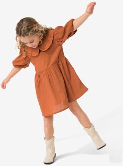 Hema Kinderjurk A-lijn geborduurd bruin (bruin) - 134/140