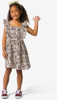 Hema Kinderjurk A-lijn mousseline abstract donkerbruin (donkerbruin) - 98/104