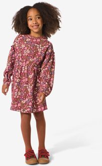 Hema Kinderjurk a-lijn rib bloemen lichtbruin (lichtbruin) - 134/140