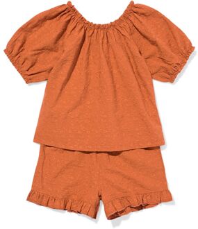 Hema Kinderkledingset broderie bruin (bruin) - 98/104