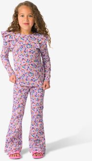 Hema Kinderlegging flared fit rib bloemen lavendel (lavendel) - 122/128