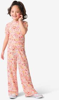 Hema Kinderlegging wide fit jersey bloemen ecru (ecru) - 98/104