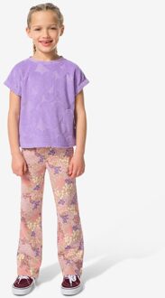Hema Kinderleggings flared fit rib bloemen - 2 stuks paars (paars) - 98/104