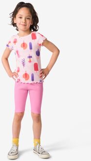 Hema Kinderleggings kort aansluitend rib - 2 stuks roze (roze) - 146/152