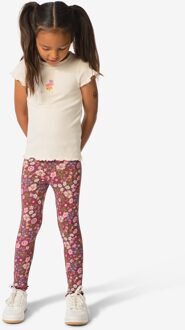 Hema Kinderleggings rib bloemen - 2 stuks lichtbruin (lichtbruin) - 98/104