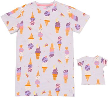 Hema Kindernachthemd ijsjes met poppenpyjama paars (paars) - 98/104