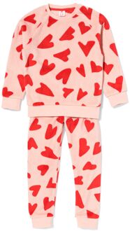 Hema Kinderpyjama fleece hartjes roze (roze) - 158/164