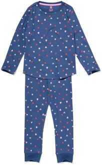 Hema Kinderpyjama rib hartjes donkerblauw (donkerblauw) - 158/164