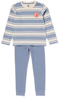 Hema Kinderpyjama rib strepen blauw (blauw) - 110/116