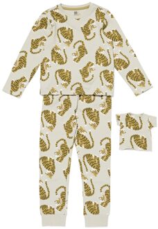 Hema Kinderpyjama tijger met poppenpyjama lichtgroen (lichtgroen) - 110/116