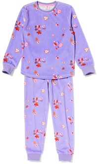 Hema Kinderpyjama velours bloemen lila (lila) - 122/128