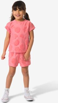 Hema Kindershort comfy fit badstof bloemen roze (roze) - 110/116