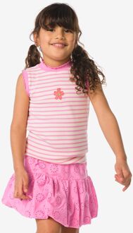 Hema Kindersinglet rib strepen bloemen roze (roze) - 86/92