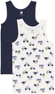 Hema Kindersinglets auto's - 2 stuks wit (wit) - 122/128