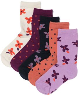 Hema Kindersokken bloemen - 5 paar lichtpaars (lichtpaars) - 31/34