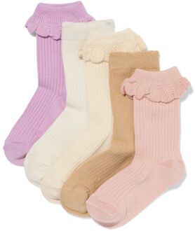 Hema Kindersokken broderie - 5 paar oudroze (oudroze) - 23/26