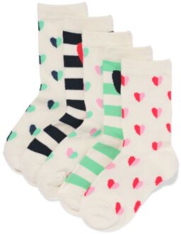 Hema Kindersokken hartjes - 5 paar beige (beige) - 23/26