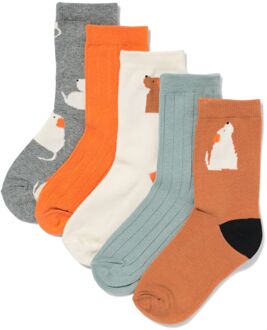 Hema Kindersokken hond - 5 paar grijsmelange (grijsmelange) - 35/38