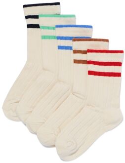 Hema Kindersokken met katoen rib strepen - 5 paar gebroken wit (gebroken wit) - 39/42