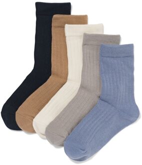 Hema Kindersokken rib - 5 paar middenblauw (middenblauw) - 39/42