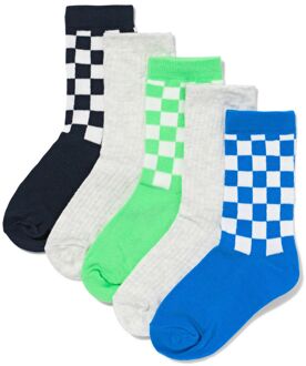 Hema Kindersokken rib ruiten - 5 paar beige (beige) - 23/26